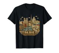 Insignia Retro del Horizonte de la Ciudad de París Francia Camiseta