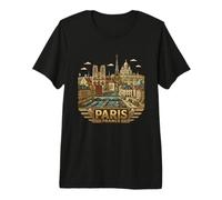 Insignia Retro del Horizonte de la Ciudad de París Francia Camiseta Premium