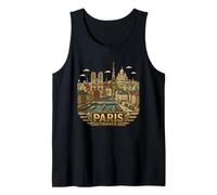 Insignia Retro del Horizonte de la Ciudad de París Francia Camiseta sin Mangas