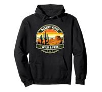 Insignia Retro Desert Cactus Sunset Western Sudadera con Capucha