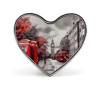 Insignia roja de corazón de la calle Londres, aleación de aluminio, pin de solapa para regalo del día de San Valentín, broches para chaquetas, mochilas y otras prendas de vestir
