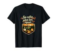 Insignia Sip Coffee Pitch Tent Repeat para Acampar y montaña Camiseta