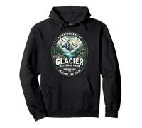 Insignia Vintage de Aventura Natural del Parque Nacional Glacier de Montana Sudadera con Capucha
