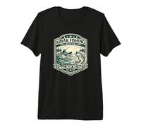 Insignia Vintage de Kayak Fishing Guild, Barco pequeño con Forma de pez Grande Camiseta Premium