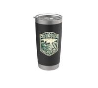 Insignia vintage de Kayak Fishing Guild, barco pequeño con forma de pez grande Vaso térmico de acero inoxidable de doble pared