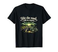 Insignia Vintage de Motero Hit The Road with No Regrets Camiseta