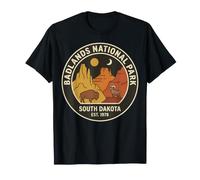 Insignia Vintage de Vida Silvestre del Parque Nacional Badlands de Dakota del Sur Camiseta