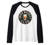 Insignia Vintage del Irish Whiskey Club, Amante del Whisky Camiseta Manga Raglan