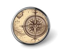 Insignias circulares de moda, broche de metal con diseño de la Ley de la Brújula, para navegación, para mujeres y hombres, decoración de cuello, regalos.