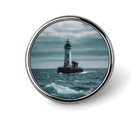 Insignias de faro con diseño de océano, insignia redonda personalizada, pines de botón de 1 pulgada para mujeres y hombres, broche redondo de metal decorativo para ropa, mochilas y sombreros