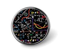Insignias de matemáticas y física, exquisita insignia redonda de 2,5 cm, insignias de botón ligeras para mujeres y hombres, broche circular de metal decorativo para ropa, mochilas, sombreros, regalos