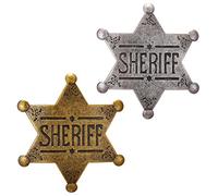 Insignias de sheriff para adultos occidentales, chaleco de policía del condado de vicegobernador del condado, medalla de honor adornada con dibujos animados, réplicas vintage de estampación de estrellas, aniversario, regalo de vaquero, juguete de Navidad de 2.5 pulgadas, Sin gemas.