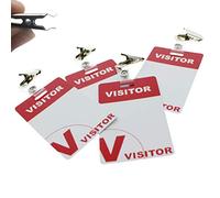 Insignias de visitante resistentes, reutilizables y regrabables, duraderas, de plástico PVC, para visitantes, con clip de soporte para identificación