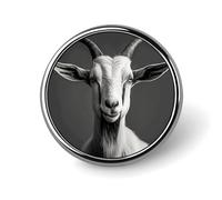 Insignias decorativas de cabra en blanco y negro, insignia redonda de aleación de aluminio duradera, broche de botón ligero para camisas, chaquetas, sombreros, uniformes, 1 pulgada