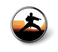 Insignias decorativas de silueta de karate, insignia redonda de aleación de aluminio duradera, broche de botón ligero para camisas, chaquetas, sombreros, uniformes, 1 pulgada