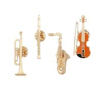 Insignias esmaltadas para guitarra eléctrica, paquete de 4 pines de aleación con temática musical para bolsas de ropa, entusiastas de la música, estilos de rock, broches para guitarristas