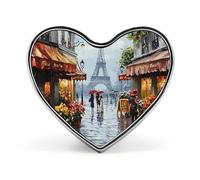 Insignias metálicas decorativas con forma de corazón y pintura callejera de París. Broches de solapa de moda para sombrero, mochila y ropa.