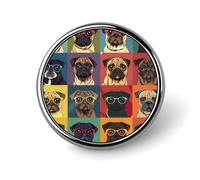 Insignias redondas de perro carlino, broches de botón personalizados, alfileres de solapa para decoración de ropa