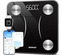 INSMART Báscula de Baño Inteligente, Báscula de Grasa Corporal y Muscular con App, 24 Parámetros, Hasta 180 kg, Composición Corporal, Bioimpedancia, Masa Muscular, Múltiples Usuarios, Android e iOS