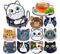 Insnug Juego de 10 posavasos de pintura con diamantes para niños y adultos, kit de manualidades para adultos y niños, regalo de San Valentín