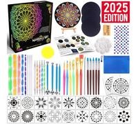 Insnug Kit de pintura de herramientas de punteado de mandala, juego de plantillas de pintura de puntos de roca, kit de suministros de manualidades, bandeja, pincel, cremallera, bolígrafo para uñas,
