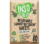 InsoGreen Eco - Hojas de detergente para lavandería, 80 cargas, 40 hojas de plástico para lavadora, sin ensuciar y ahorra espacio, detergente para ropa de viaje