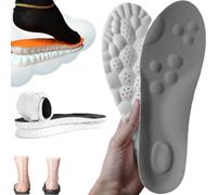 Insoles for Women Men,2025 New 4D Cloud Soles for Women-Stepprs Massage Insoles, Ultra Comfort Trim to Fit Insoles with Arch Support (Gris, Men 8-8.5/Women 9.5-10)
