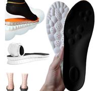 Insoles for Women Men,2025 New 4D Cloud Soles for Women-Stepprs Massage Insoles, Ultra Comfort Trim to Fit Insoles with Arch Support (Negro, Hombres 4-4.5/Mujer 5.5-6)