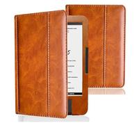 INSOLKIDON Compatible para Onyx Boox Vasco da Gama 1/2/3/4/5 e-Book Tablet Funda Protectora de Cuero Bumper Protección Carcasa Auto-Sueño/Activación Funda Plegable (Marrón)