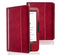 INSOLKIDON Compatible para Onyx Boox Vasco da Gama 1/2/3/4/5 e-Book Tablet Funda Protectora de Cuero Bumper Protección Carcasa Auto-Sueño/Activación Funda Plegable (Rojo)