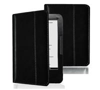 INSOLKIDON Compatible para Onyx Boox Vasco da Gama 1/2/3/4/5 e-Book Tablet Funda Protectora de Cuero Bumper Protección Carcasa Auto-Sueño/Activación Funda Plegable (Negro)