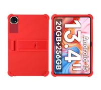 INSOLKIDON Compatible para TECLAST T65 Plus 13.4 Inch Tablet Funda Protectora de Cuero Bumper Protección Carcasa con Soporte Función (Rojo)