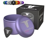 Insomnia Smoke disco de almacenamiento compacto puck | resistente al agua a prueba de olores hermético contenedor de aluminio lata de almacenamiento de metal para tabaco tamaño de viaje (Lavanda)