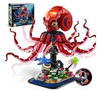 INSOON Juego de Construcción Pulpo Mecánico con Luz, 1033 Piezas, Modelo de Animal Marino con Movimiento, Kit de Construcción con Tiburón y Medusa, Regalo para Adultos y Adolescentes de 10+ Años