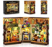 INSOON Magic Herb House - Juego de construcción de rincón de libros con luz, kit de bloques de construcción para decoración de rincón de libros, 918 piezas, modelo de sujetalibros en miniatura para