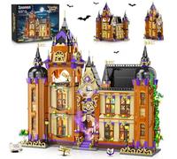 INSOON Magic School - Kit de construcción con luz, 1466 piezas, modelo de casa de castillo grande con reloj y flores, kit para accesorios para el hogar, para adultos, adolescentes, niños y niñas a