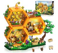 INSOON Set de Construcción de Casa Granja de Abejas con Luz, 1773 Piezas Juguete de Bloques de Cabaña de Miel con Flores, Kit de Maqueta de Casa Árbol para del Hogar, Regalo para Adultos Niñas de 12+