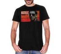 Inspector Coliandro Bestial Television Series BLU Milian T-Shirt Graphic tee Printed Top Mens Black Shirt L