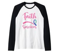 Inspiración de cinta de sobreviviente de fe sobre el miedo Camiseta Manga Raglan