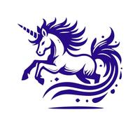Inspiraciones para el logo de un unicornio Pegatinas de pared 54.6x62.1cm Se puede modificar y añadir información Azul oscuro