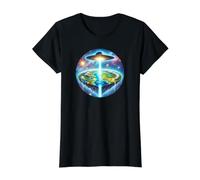 Inspirado en la teoría de Que la Tierra es Plana: Ciencia fi Camiseta gráfica económica, Mujer, Negro, M