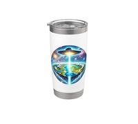 Inspirado en la teoría de que la Tierra es plana: Ciencia fi Vaso térmico de acero inoxidable de doble pared