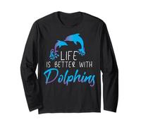 Inspirador Diciendo Que la Vida es Mejor con Delfines Hombres Mujeres Mamá Manga Larga