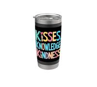 Inspirador que dice besos, conocimiento, bondad Vaso térmico de acero inoxidable de doble pared