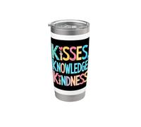 Inspirador que dice besos, conocimiento, bondad Vaso térmico de acero inoxidable de doble pared