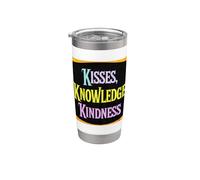 Inspirador que dice besos, conocimiento, bondad Vaso térmico de acero inoxidable de doble pared