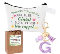 Inspirante regalo bolsa de regalo para mujer + llavero inicial para la mejor amiga, hermana, hija, mamá, regalo de cumpleaños, mujer, bolsa de algodón - Regalos de motivación, G