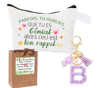 Inspirante regalo bolsa de regalo para mujer + llavero inicial para la mejor amiga, hermana, hija, mamá, regalo de cumpleaños, mujer, bolsa de algodón - Regalos de motivación, b