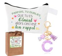 Inspirante regalo bolsa de regalo para mujer + llavero inicial para la mejor amiga, hermana, hija, mamá, regalo de cumpleaños, mujer, bolsa de algodón - Regalos de motivación, c