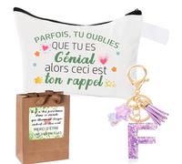 Inspirante regalo bolsa de regalo para mujer + llavero inicial para la mejor amiga, hermana, hija, mamá, regalo de cumpleaños, mujer, bolsa de algodón - Regalos de motivación, f